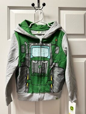 John Deere Green and Gray Tractor Graphic Zip Hoodie